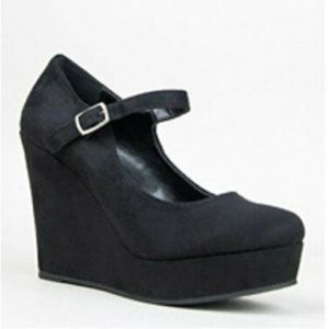 Soda Romie Mary Jane Platform Wedge Shoes Black 8